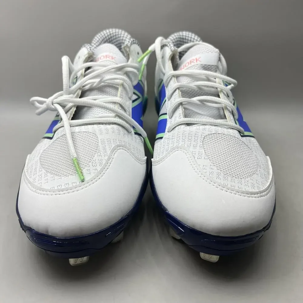 New Balance 3000v7 Baseball Metal Cleats Men Size 13 D White Blue Green Shoe NEW